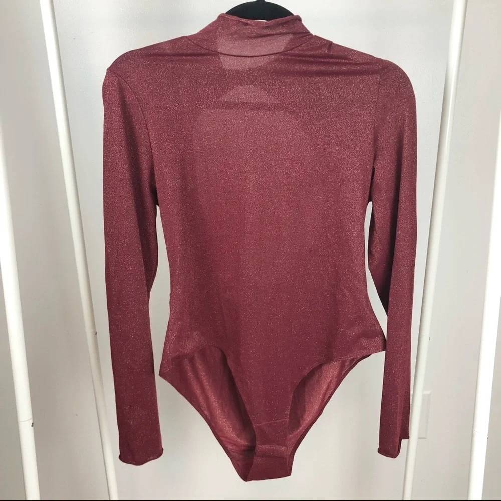 NWT Anthropologie Shimmer Open Back Bodysuit M